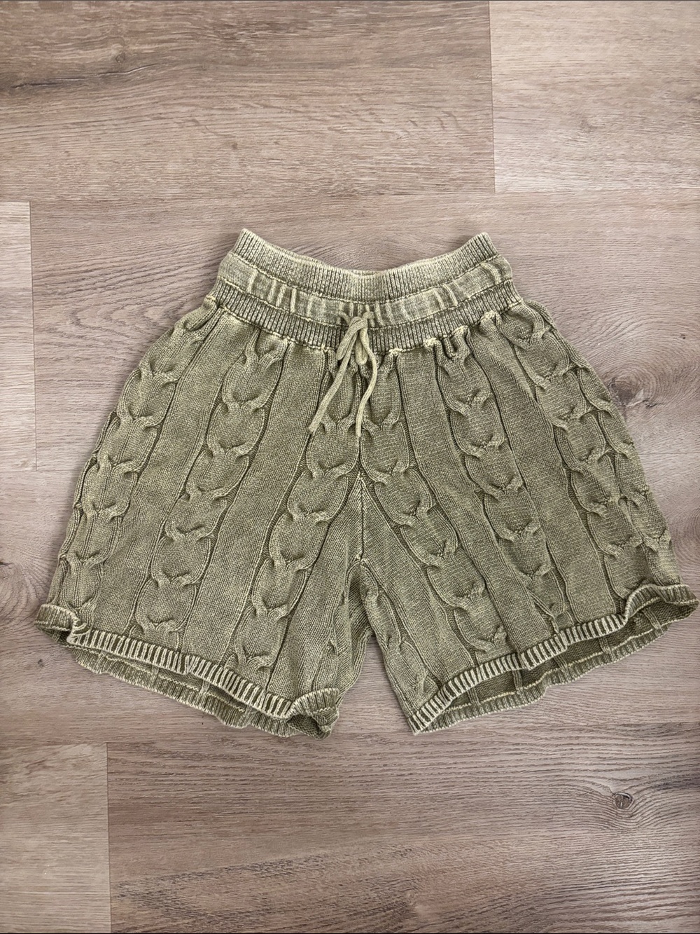 Free People Olive Cable Knit High Waist Shorts - XS
